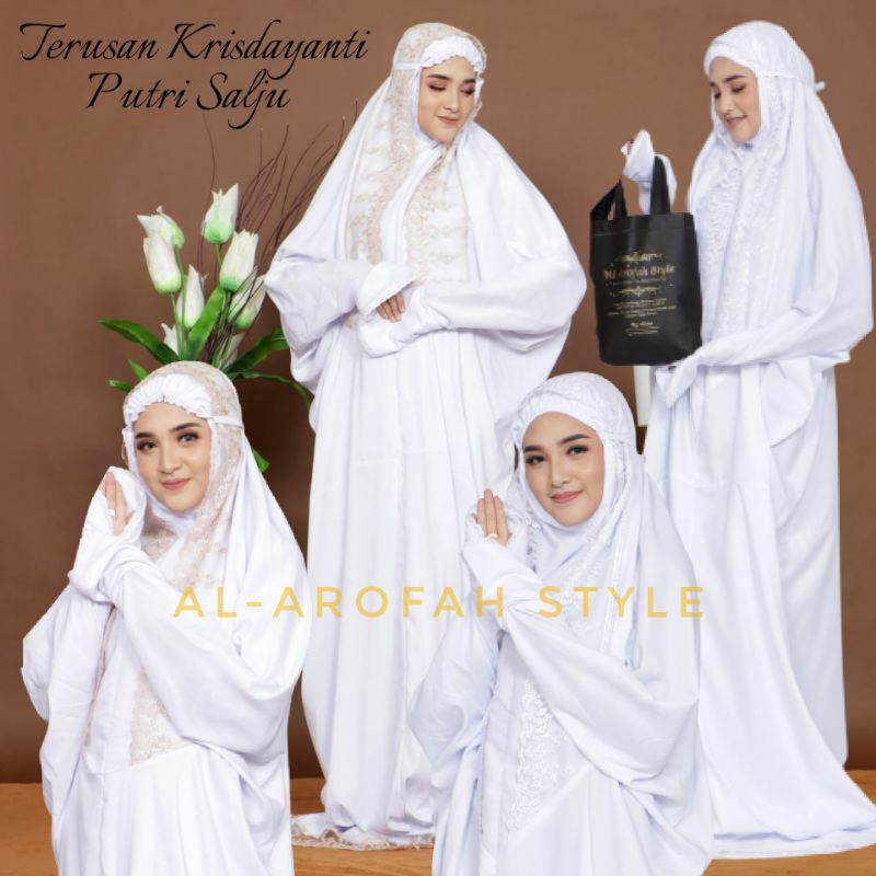 Mukena Terusan Dewasa Krisdayanti Renda Brukat Mukena langsungan putih