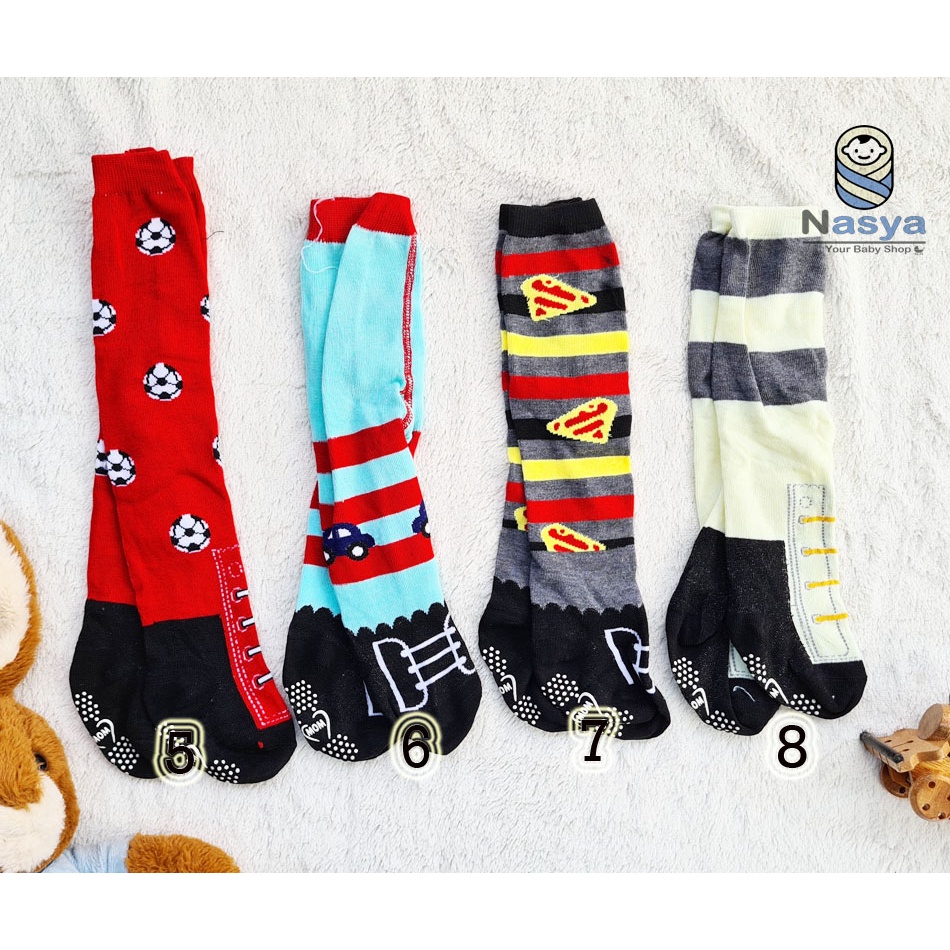 [B-062] Legging anak bayi Cotton Rich(CR) tutup kaki anti slip / legging motif boy (0-6 bulan)