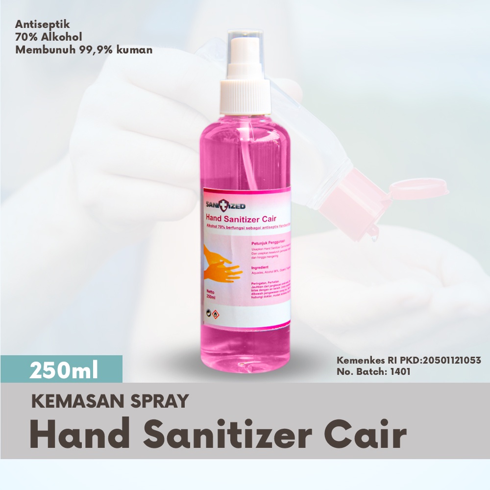 HAND SANITIZER CAIR SPRAY 250ML IZIN KEMENKES HANDSANITIZER CAIR SPRAY KEMASAN PRAKTIS READY STOCK