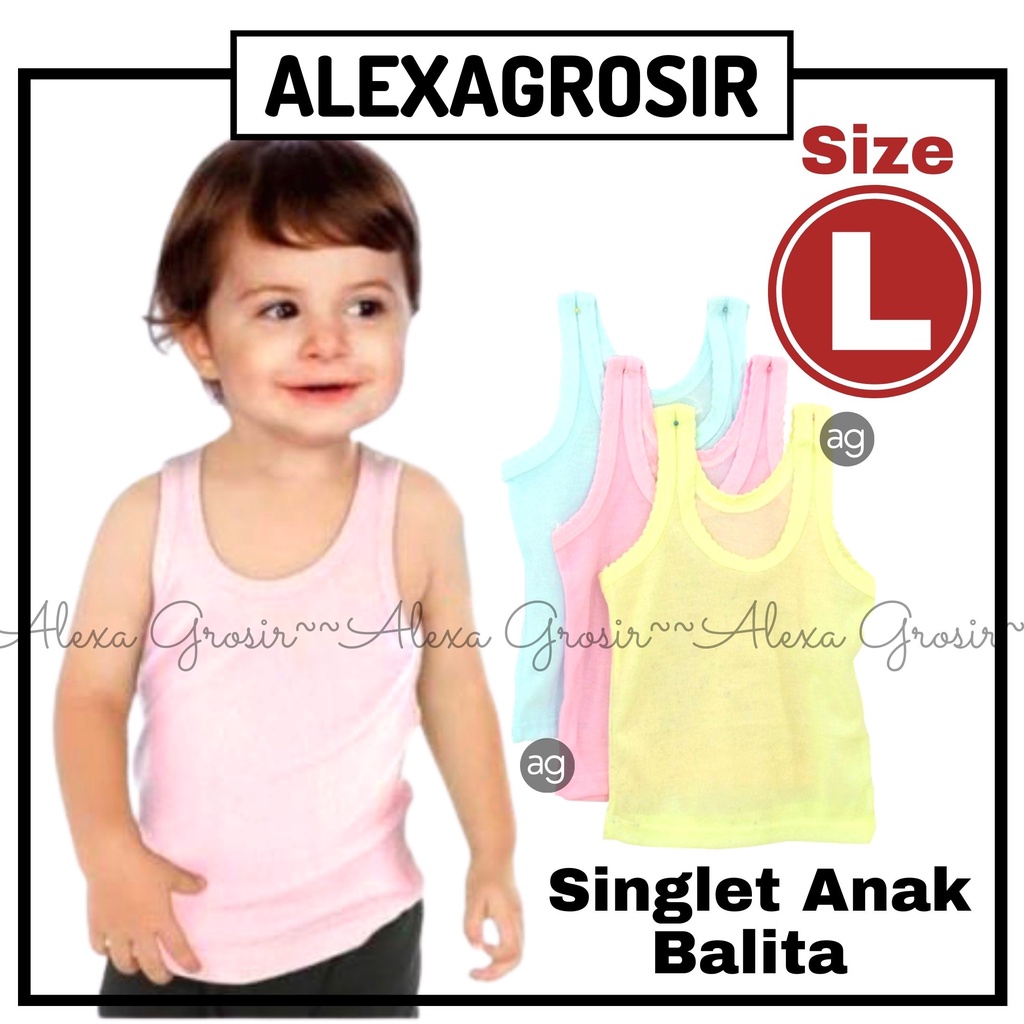 Singlet Anak Balita Size S M L XL 3L 4L/ Kaos Dalam Anak Balita Murah / kaos dalam anak warna kiki.