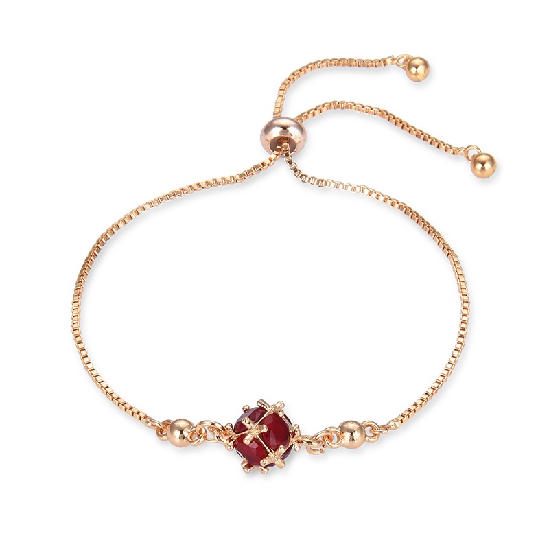 COD Gelang titanium lapis emas bola kristal berlian xuping Perhiasan perak 07b-82b-Merah