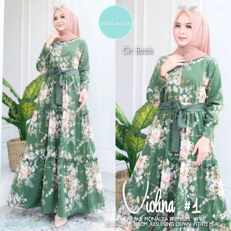 VIOLINA #1 dress Referensi edelweiss real pict // gamis monalisa