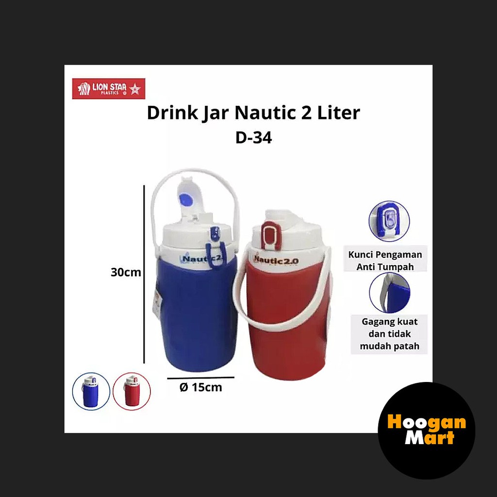 [ Drink Jar ] Termos Air Minum Dingin / Es Nautic 2 Liter - Lion Star
