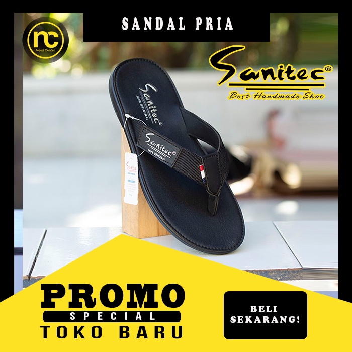 (SANITEC JPT001 FULL BLACK) SANDAL JEPIT PRIA KEREN KEKINIAN MURAH BERKUALITAS TERBARU 2021 (Sandal 