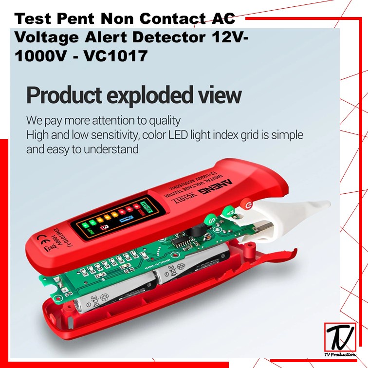 Test Pen Non Contact AC Voltage Alert Detector 12V-1000V - VC1017 Alat Penguji Tegangan Listrik COD