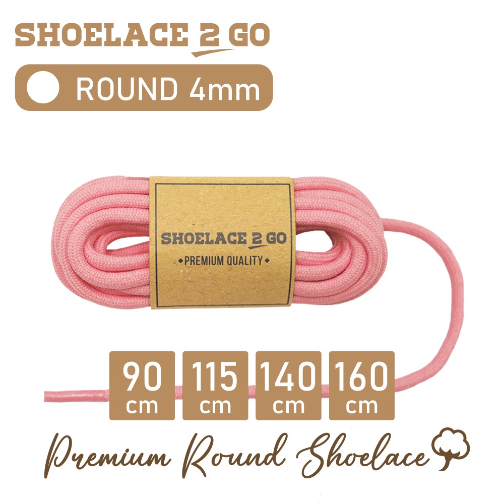 SHOELACE 2 GO PREMIUM TALI SEPATU BULAT ROUND - SR4 - G1 - PINK - 4MM