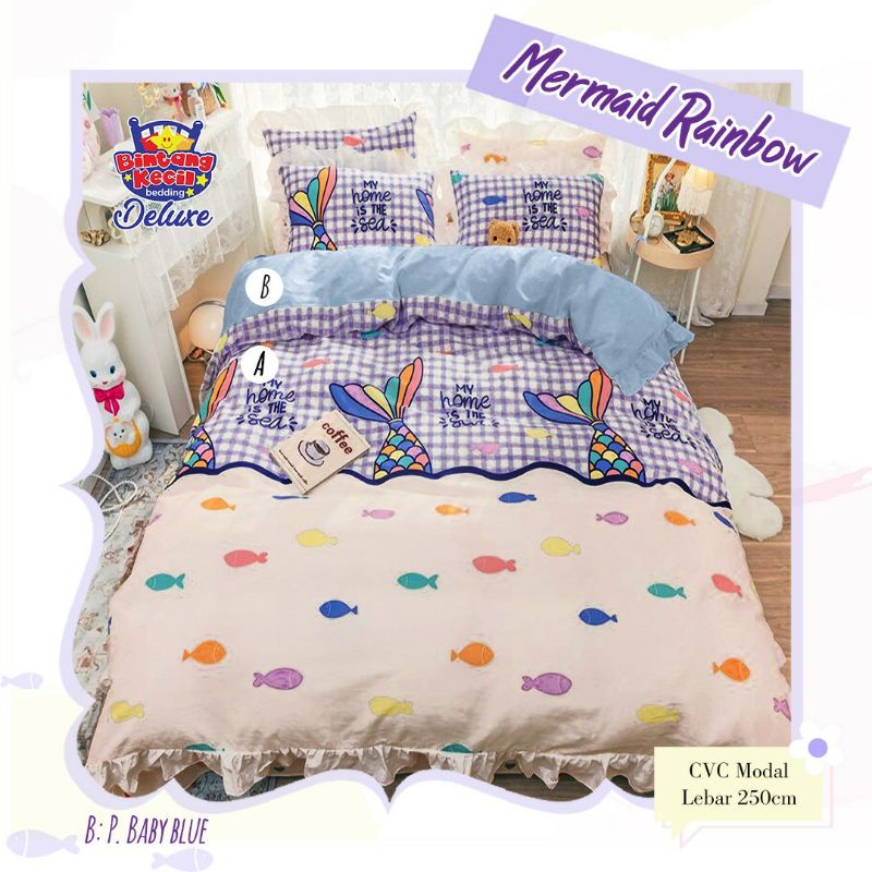 Mermaid Rainbow Ungu | Kain Ecer Katun CVC Bintang Kecil by Star per 0.5 meter  | kain sprei - kain 