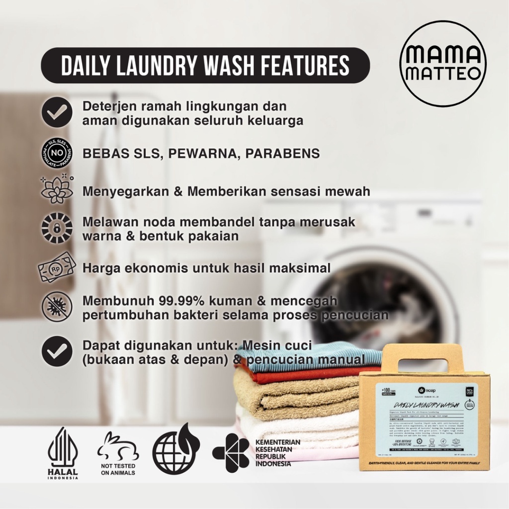 DR SOAP Daily Laundry Wash 1,2 Liter / Cairan Pencuci Pakaian / Detergent Baju / BANDUNG