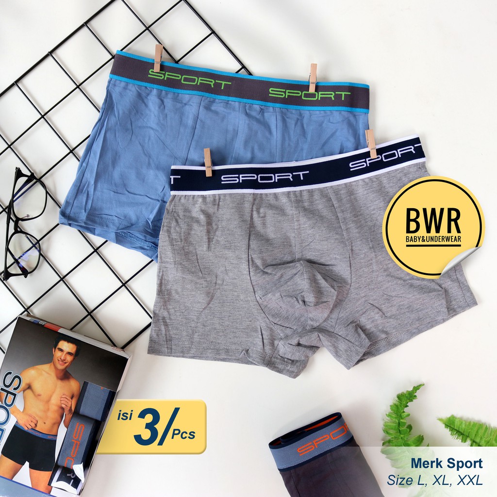 [ 3pc ] Boxer SPORT Pria Dewasa | Celana Dalam Boxer Pria Sport Sempak Laki Laki || Bwr