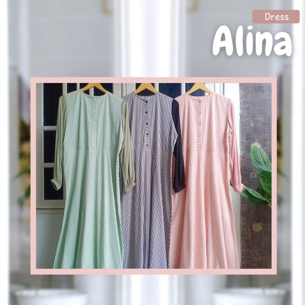 NEW!! Gamis Dewasa Jumbo/Homey Dress ALINA/Gamis Muslimah Motif Salur/Bahan Katun Jepang Premium mix Rayon