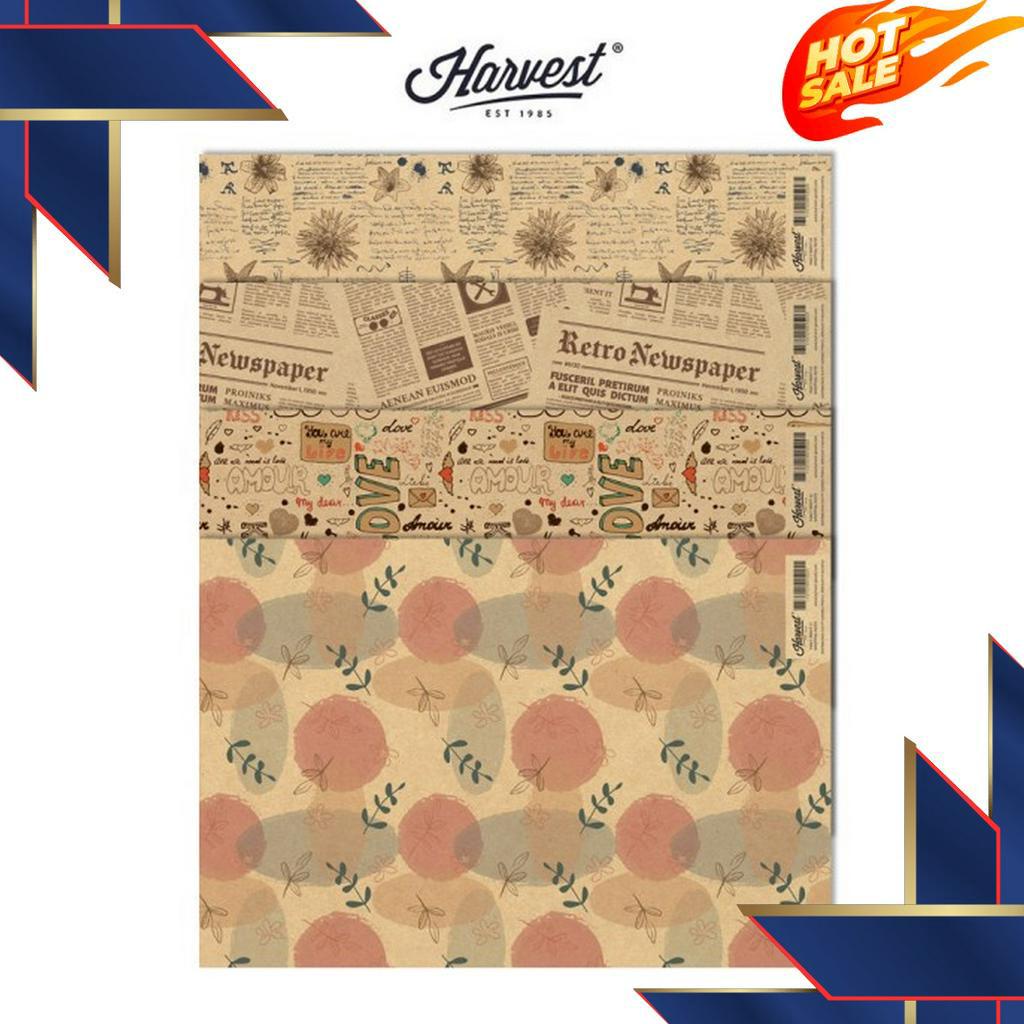 

SHOPEE SALE Kertas Kado Harvest Wrapping Paper Brown Kraft Fancy Paket isi 4