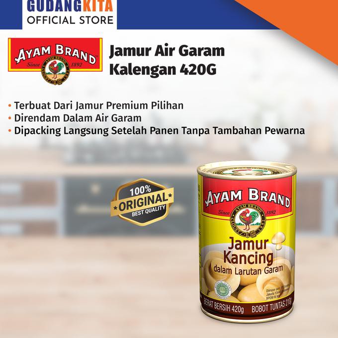 

TERPOPULER Ayam Brand Whole Mushroom In Brine - Jamur Dalam Air Garam 420G MURAH