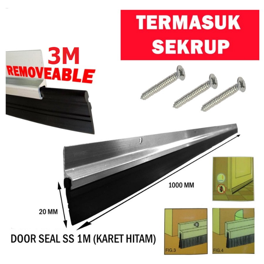 Jual Penutup Bawah Pintu Bahan Karet / Door Seal Bahan Aluminium dan
