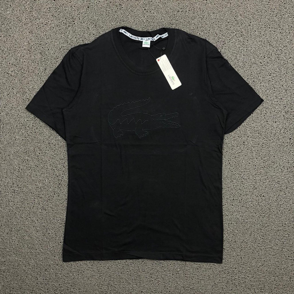 KAOS TSHIRT LACOSTE LOGO CROC BIG FULL HITAM PREMIUM AUTHETNIC BESTSELLER