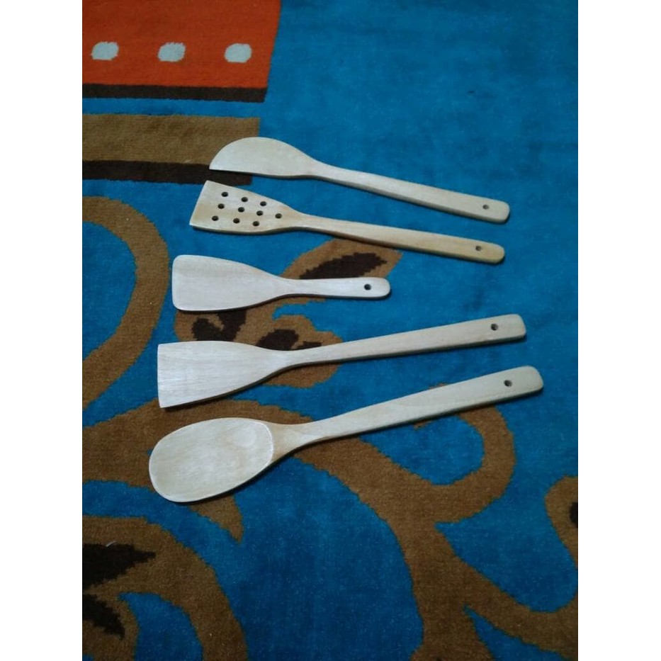 Sutil/Sendok/Spatula/Sodet Kayu Mahoni set isi 5 pcs