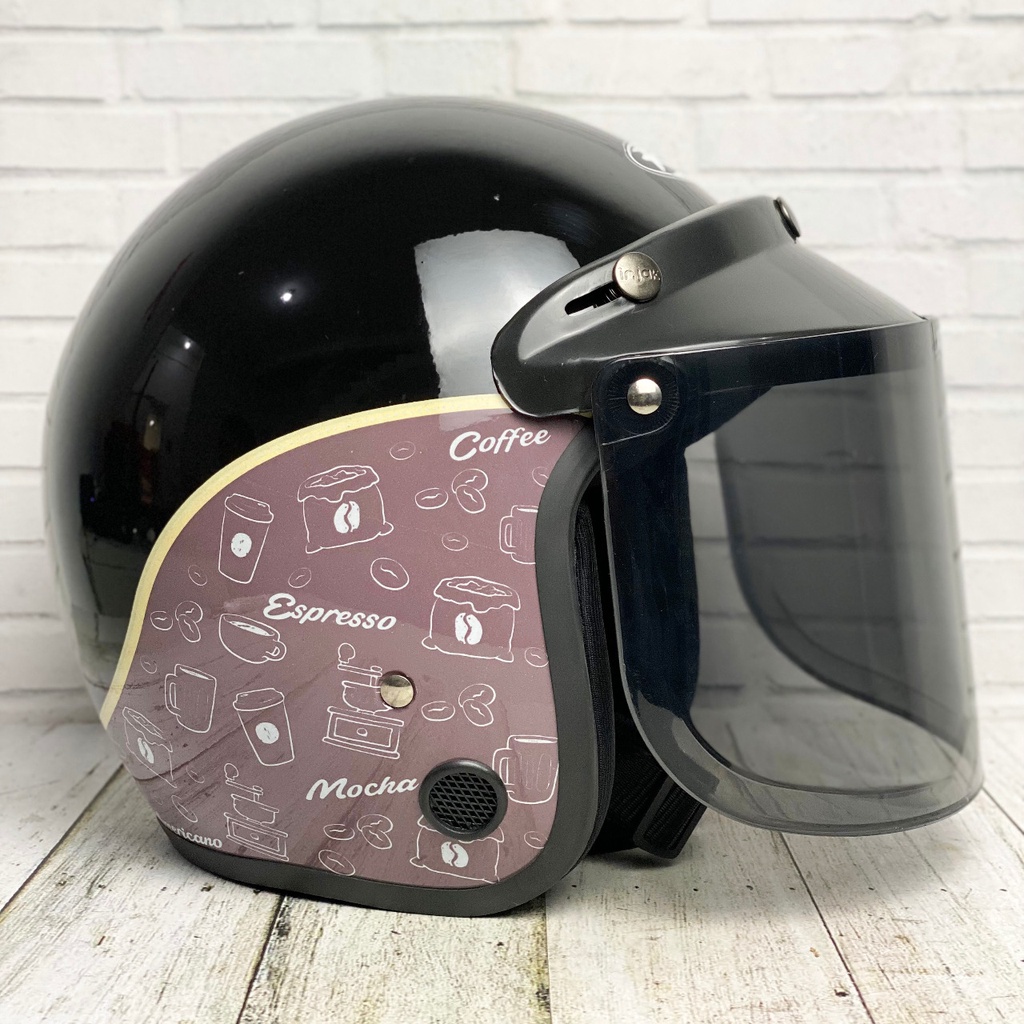 Helm Bogo Dewasa Helm Motor SNI Motif Kopi