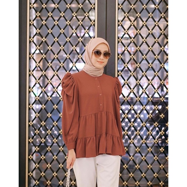 Puff Blouse "Vanilla Hijab" Terracotta size S