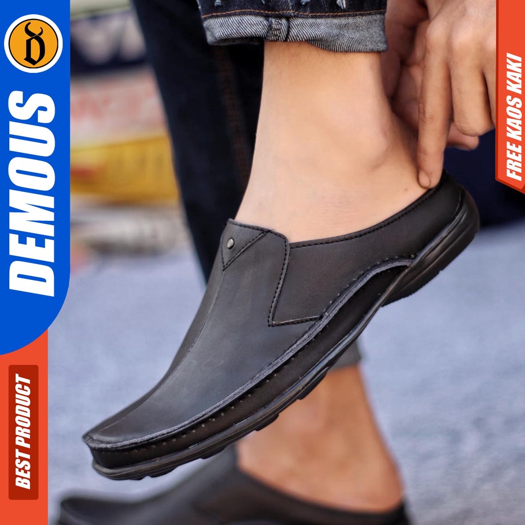 DEMOUS BUSTONG Sepatu Sandal Pria Kulit Asli Tutong