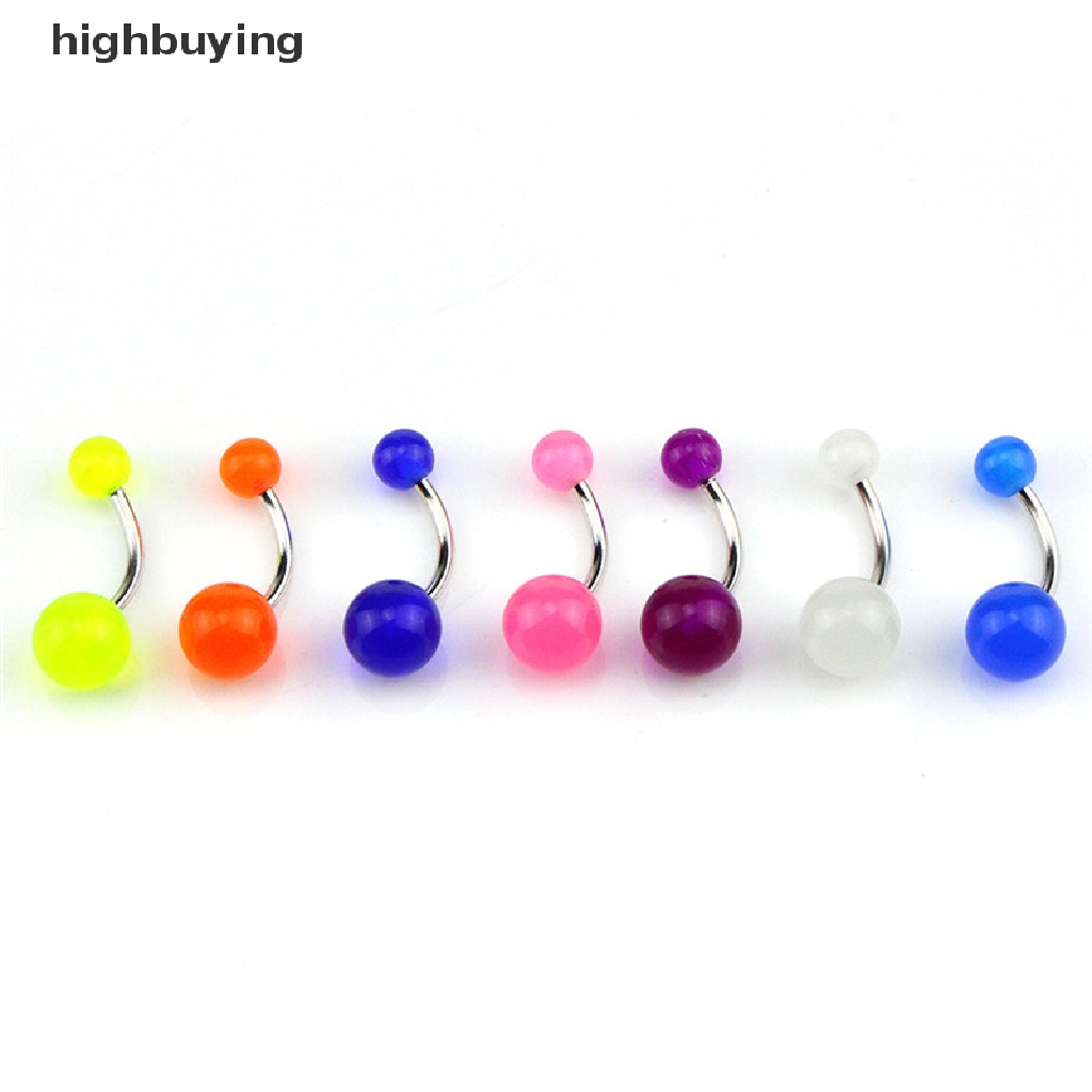 Hbid 7PCS / Set Anting Tindik Perut / Pusar Glow In The Dark Untuk Wanita