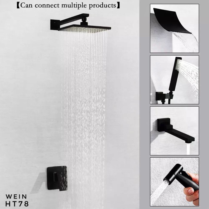 Jual New Keran Air Shower Tanam Tembok Kran Aer Wall Hitam Black Hot Wein Ht Shopee Indonesia