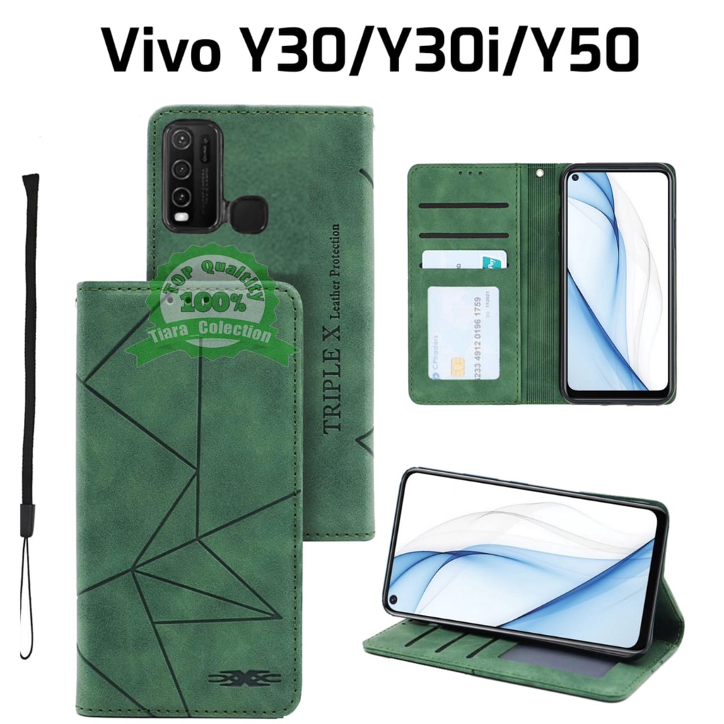 CASE FLIP MAGNET VIVO Y30 Y30i Y50 LEATHER FLIP MAGNET SARUNG BUKU HP BUKA TUTUP