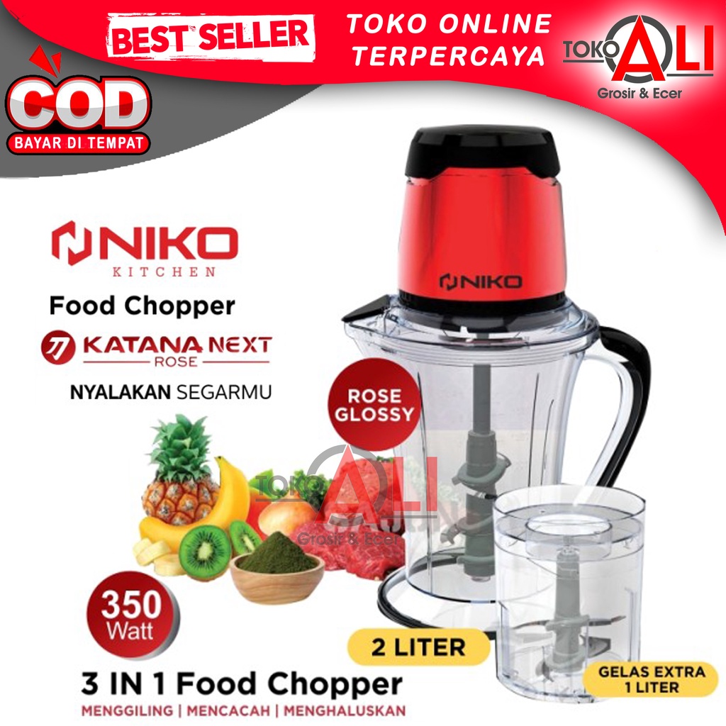 Jual Blender Chopper NIKO KATANA Chopper 3 In1 Rose Glossy 2L Food ...