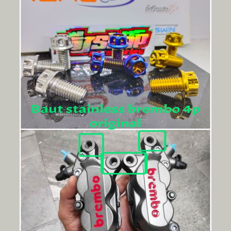 satuan baut probolt stainless bolt brembo 4p original baut braket kaliper brembo 4pot original