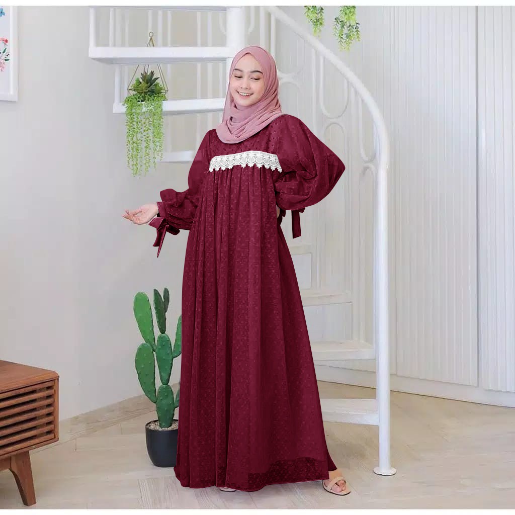 XVC - PROMO MAXI DRESS / READY STOCK LANGSUNG ORDER SAJA/ MAXI CHIKITA / MAXI IVORY/ MAXI IVORA/MAXI MIKAYLA / maxi nuraini-IVORY MAROON