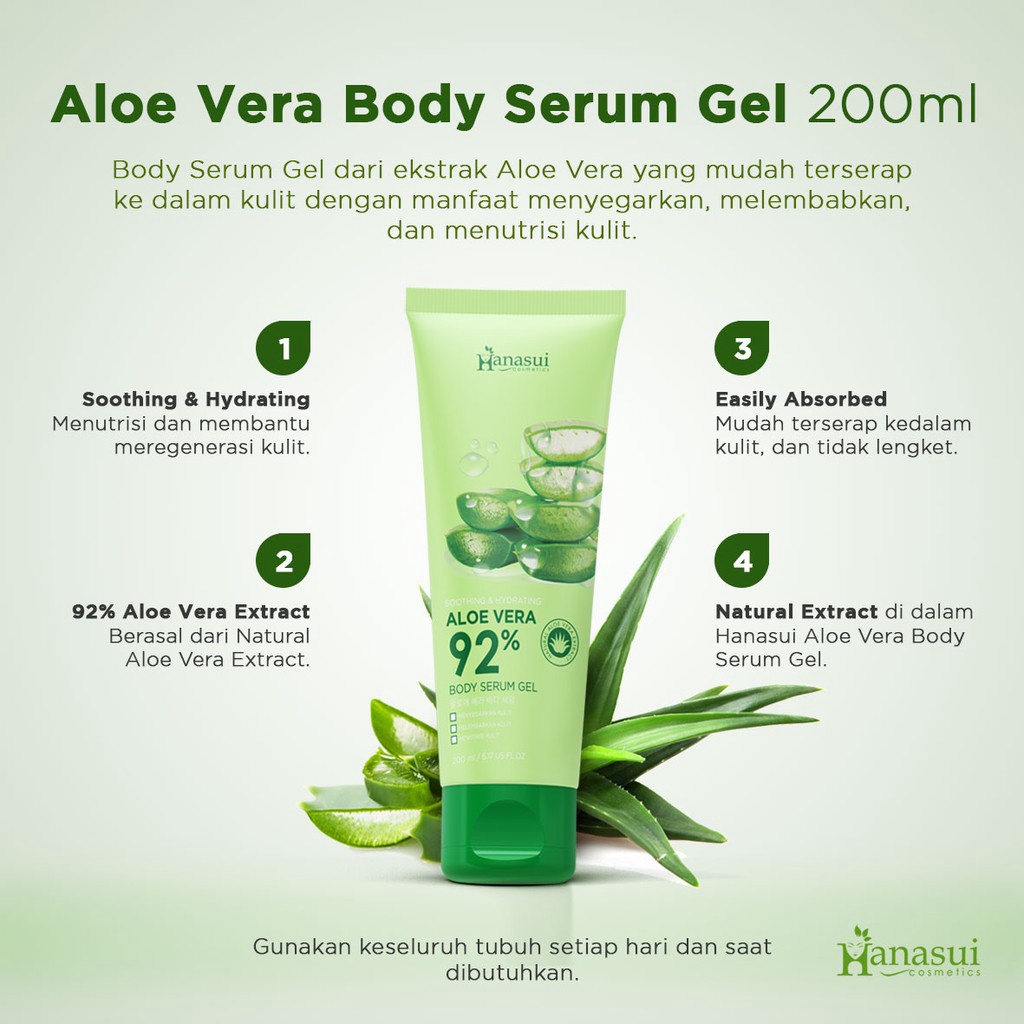 CS1 HANASUI (✔️BPOM) Body Serum Gel 200mL | Aloe Vera Vit C Sakura gel tubuh