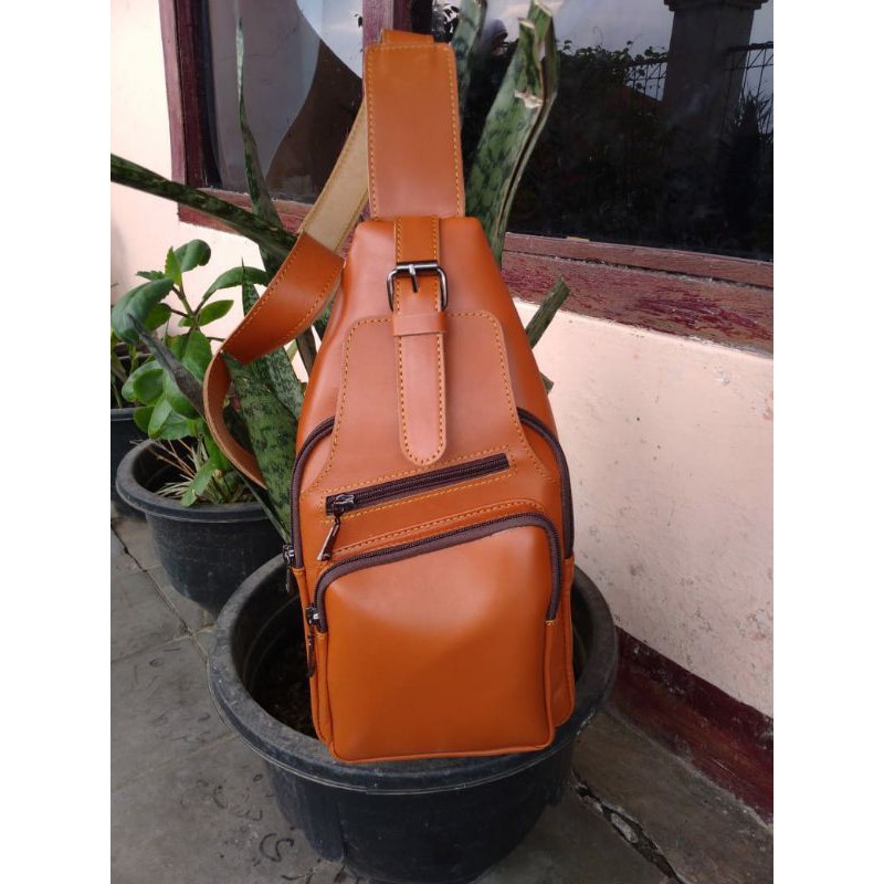 Tas Pinggang HP Selempang Kulit Asli Pull Up Premium