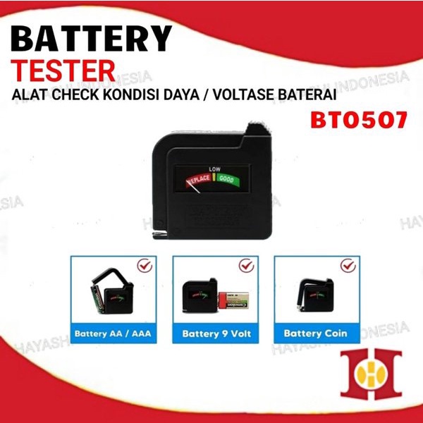 Battery Tester Alat Tes Cek Batu Batre Baterai Voltase AA AAA 9V Kotak