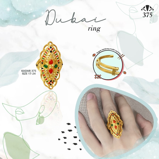 Cincin dubai osrotan emas asli kadar 375 variasi 5