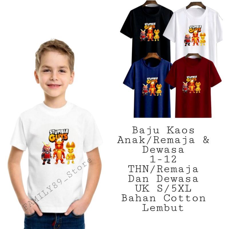 Baju Stumble guys Skin legendqris Anak Cewek/Cowok Kaos Remaja/dewasa