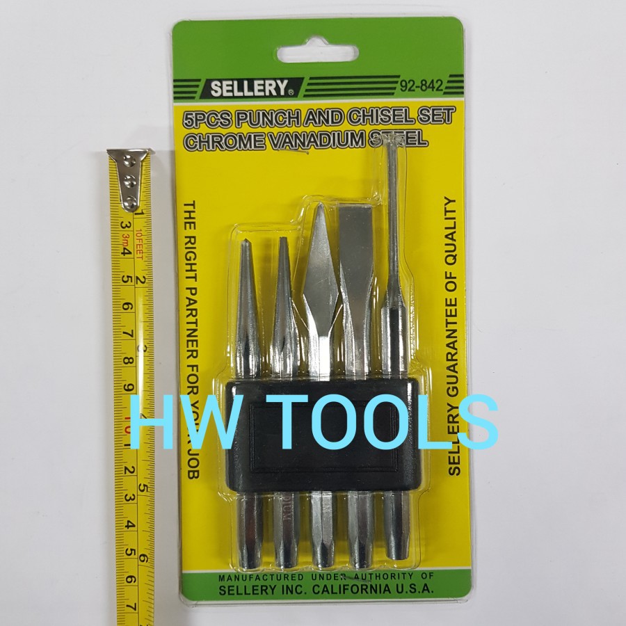 PAHAT BESI 5 PCS PIN PUNCH CHISEL SET CHROME VANADIUM SELLERY 92-842