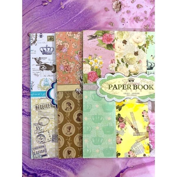 

[Kiricart] 24 SHEETS PAPER PAD SCRAPBOOK/GIFT WRAPPING/JOURNALING