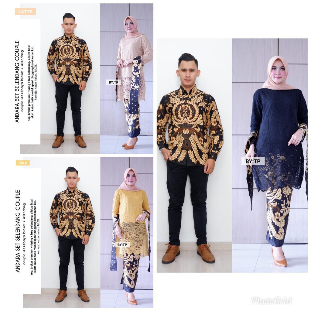Zola Batik Batik Couple Kebaya Brokat Set Selendang Andara Shopee Indonesia