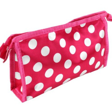 Dompet Organizer Motif Polkadot Pink