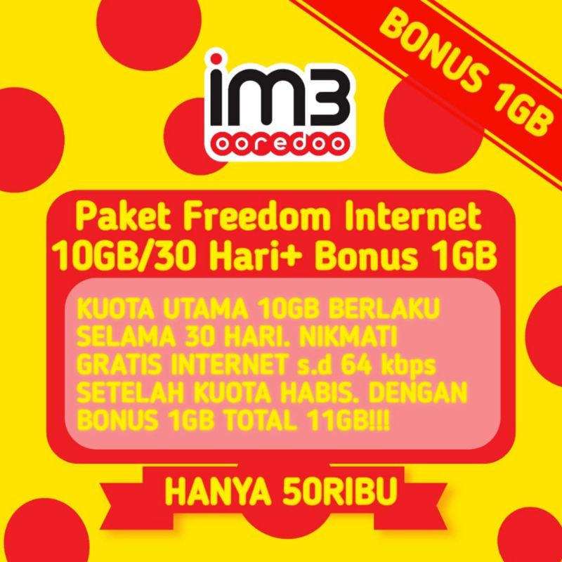 KUOTA IM3 10GB+1 GB MURAH