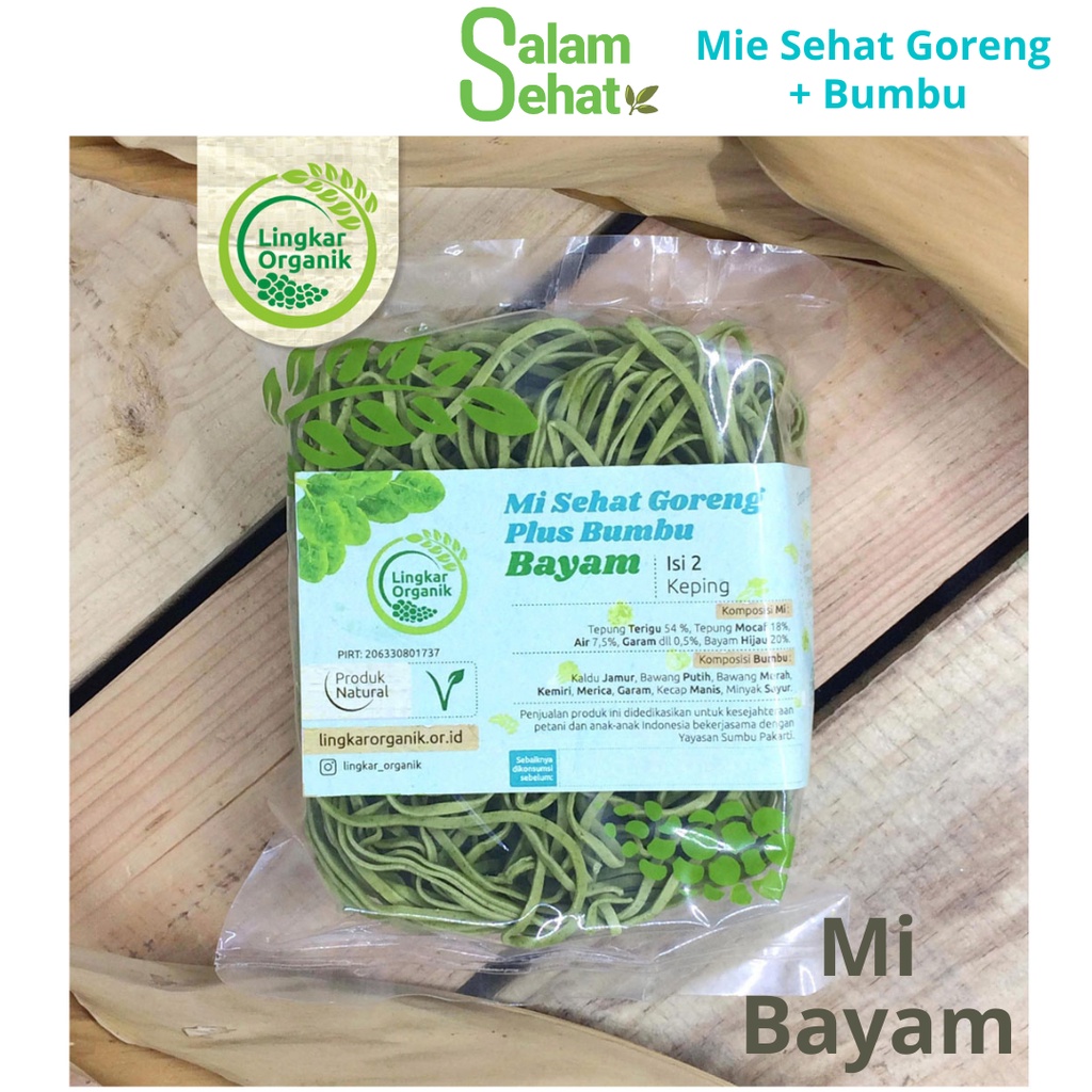 

Mie Sehat Sayur + Bumbu Lingkar Organik, Mie Sayur (Mie Bayam, Mie Sawi,n Mie daun kelor, Mi wortel, Mi cabe merah