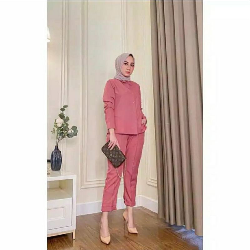 One sett salsabila By Aqila_fashion terlaris-Pink