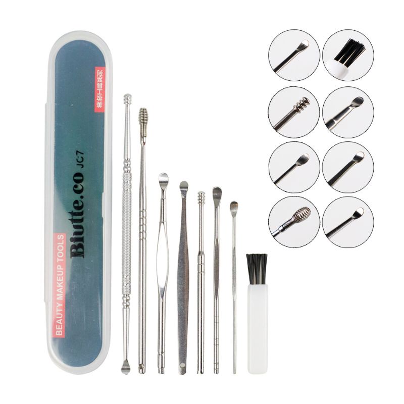 KOREK KUPING PEMBERSIH TELINGA LENGKAP KOKOH KOREKAN KUPING STAINLESS 1 SET ISI 7