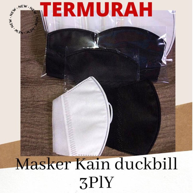 PA Masker Duckbill 3ply Dewasa Hitam Dan Putih Face Mask Earloop Anti Virus Ecer Isi 10 PCS MK002