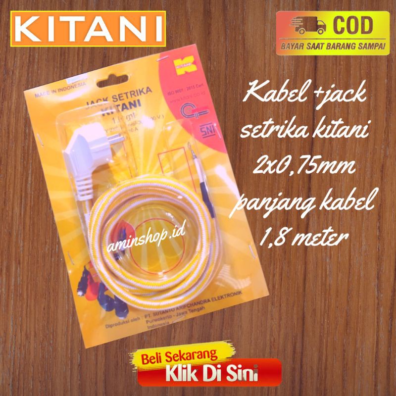 Kabel Setrika Kitani 2x0,75mm Kitani/KABEL GOSOKAN ARDE ISI 2 SNI /Bagus KITANI 1.8m