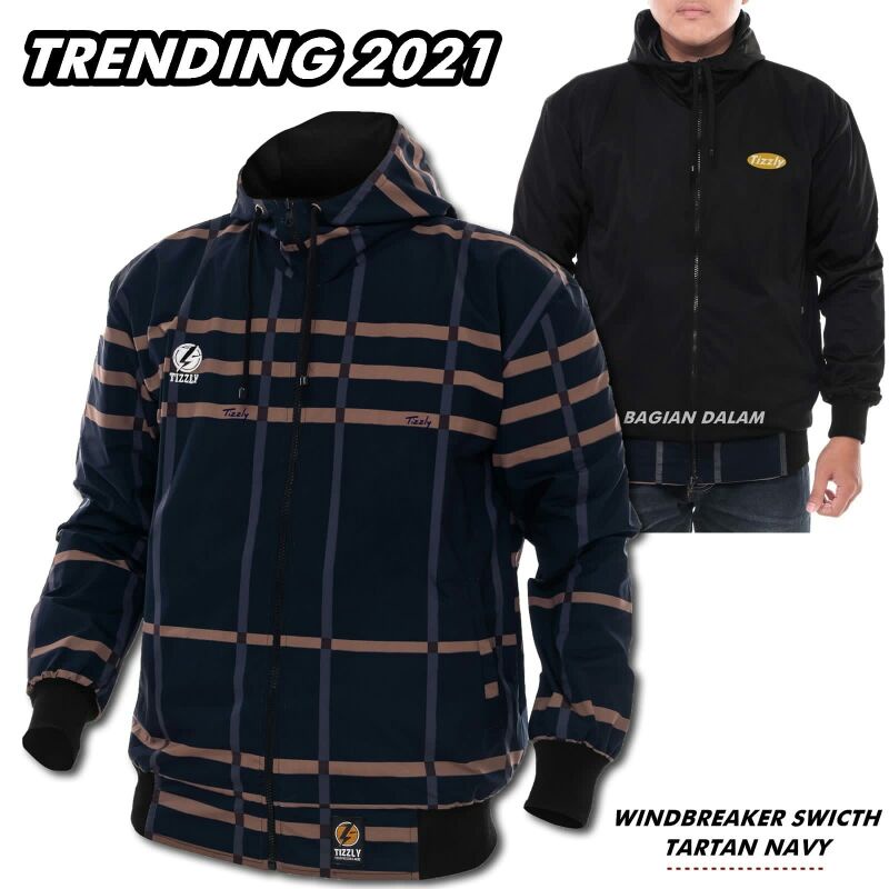 tizzly jaket 2in1 tartan navy-brow