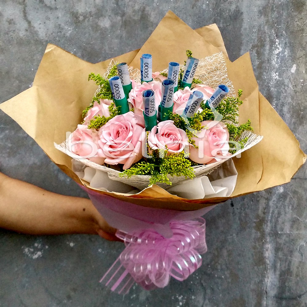 Hand Bouquet Buket Bunga Asli Rose Mawar Glam Rich Lamaran Seserahan Hantaran Tunangan Wedding Ultah