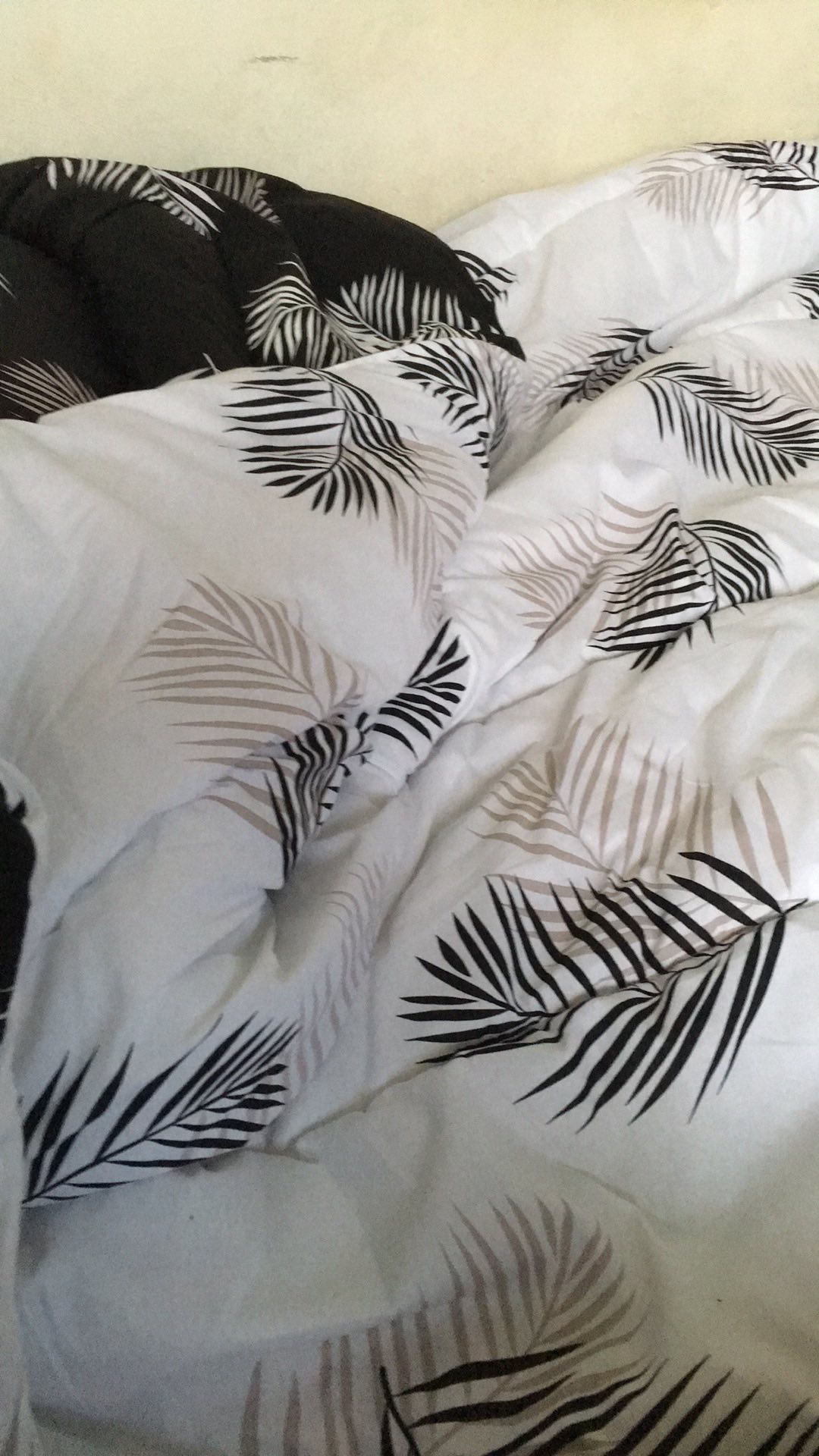 Bedcover Set Katun Lokal Premium Palma Hitam/putih