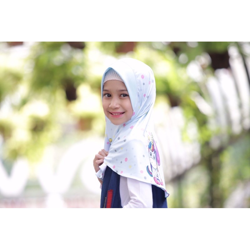 hijab instant UNICORN BUBBLE , bergo anak , hijab karakter lucu, jilbab lucu