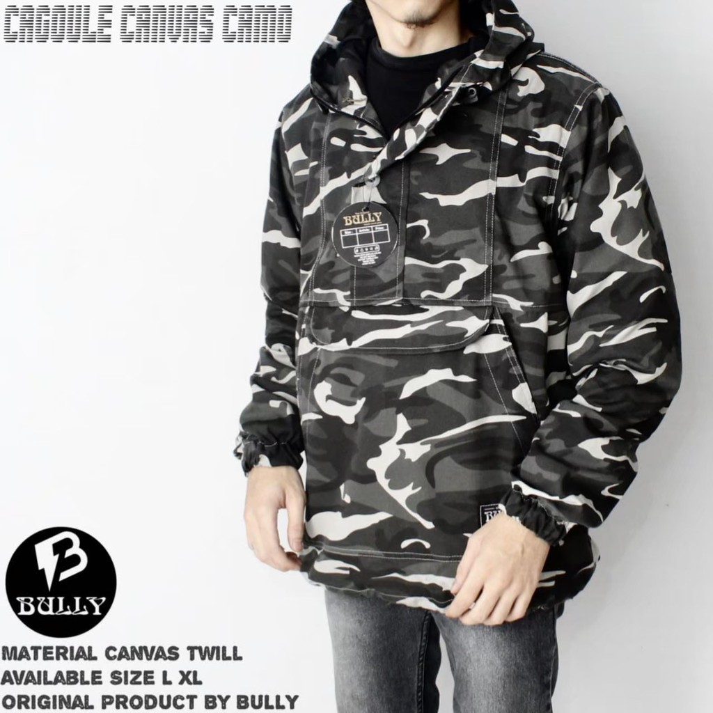 JAKET CAGOULE PRIA KANTONG DORAEMON WARNA CAMO LORENG ARMY ORIGINAL