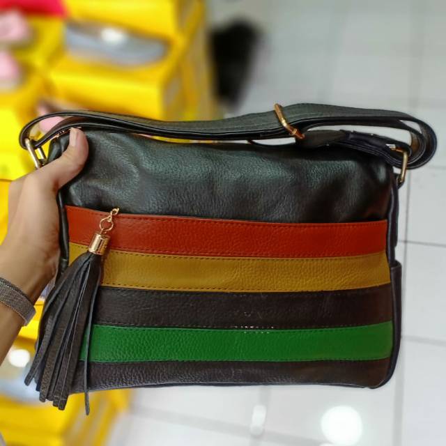 Tas kulit selempang cewek modern asli garut 100%