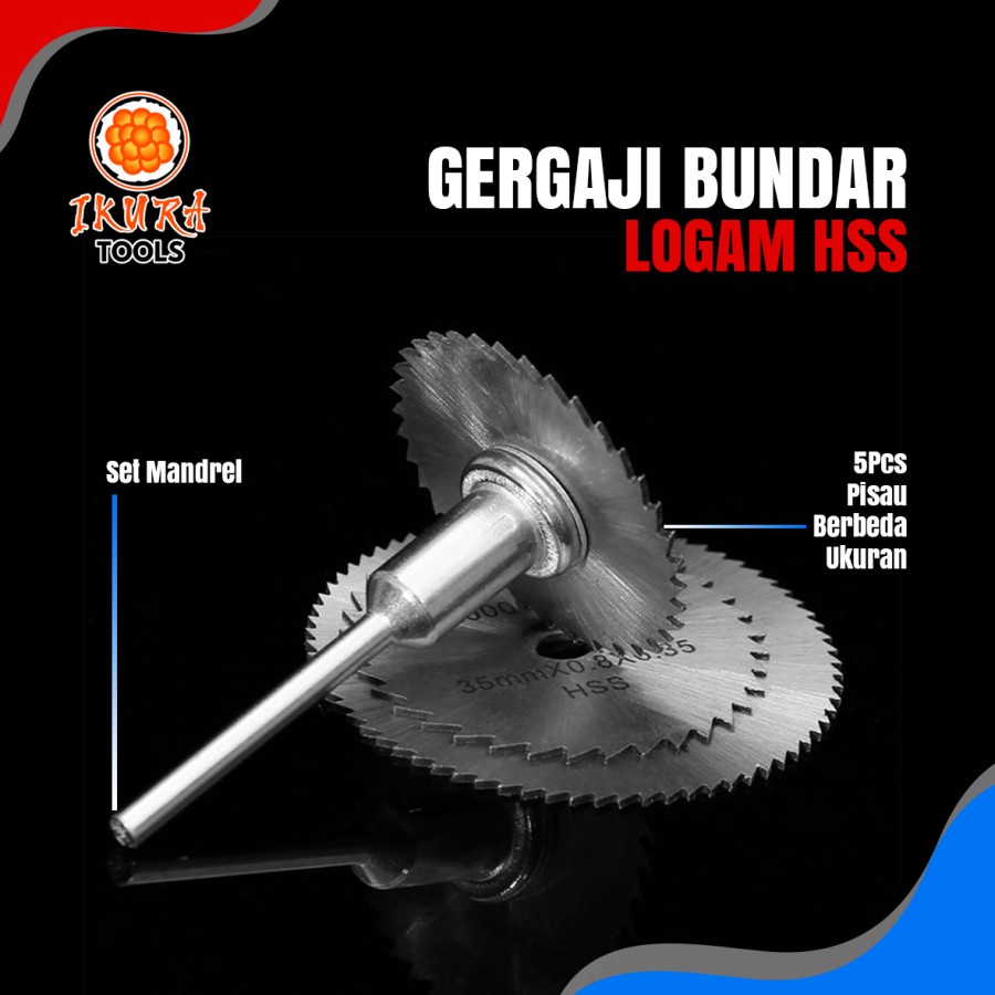 MATA GERGAJI MINI IKURA 5 PCS GERINDA SAW BLADE MINI DIE GRINDER BOR